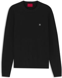 HUGO - Crew Neck Wool Jumper With Logo Detail (Setal) - Lyst