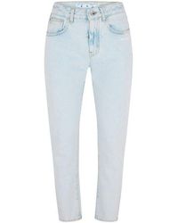 Off-White c/o Virgil Abloh - Cropped Logo Cotton Straight Leg Jeans - Lyst