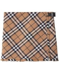 Burberry - Check Wool Blend Mini Kilt - Lyst
