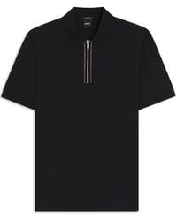 BOSS - Hbb Paras Quarter Zip Cotton Short Sleeve Polo Shirt - Lyst