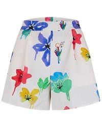Off-White c/o Virgil Abloh - Floral Print Cotton Thigh Length Woven Tracksuit Shorts - Lyst