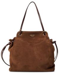 Prada - Carry Medium Suede Tote Bag - Lyst