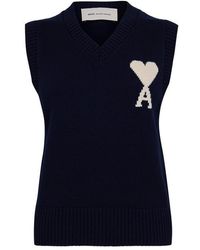 Ami Paris - Sweater Vest V-Neck Jumper - Lyst