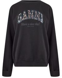 Ganni - Graphic Crew-Neck Sweatshirt - Lyst