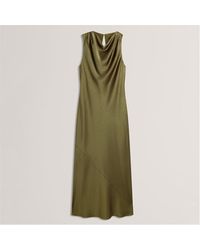 Ted Baker - Sleeveless Cowl Neck Satin Midi Dress - Lyst