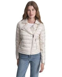 DKNY - Jeans Moto Style Light Weight Puffer Jacket - Lyst