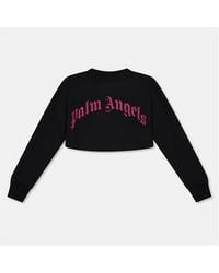 Palm Angels - Curved Logo Crop Long Sleeve - Lyst