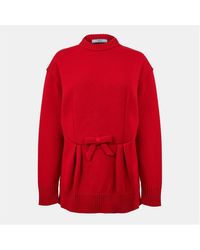 Prada - Oversized Fine Knit Crew Neck Jumper - Lyst