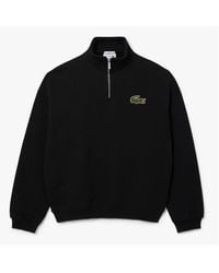 Lacoste - Loose-Fit Zip Neck Badge Accent Sweatshirt - Lyst