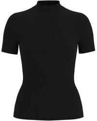 HUGO - Sharize High Neck Ribbed Top - Lyst