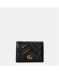 Gucci - Gg Motif Leather Marmont Card Case Wallet - Lyst