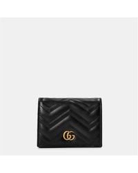 Gucci - Gg Motif Leather Marmont Card Case Wallet - Lyst