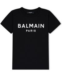 Balmain - Branded Cotton Logo T-Shirt - Lyst