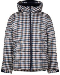 Aquascutum - Checked Puffer Water Resistant Wind Resistant Primaloft Jacket - Lyst