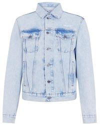 Off-White c/o Virgil Abloh - Tab Cotton Long Sleeve Diagonal Print Denim Jacket - Lyst