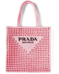 Prada - Rafia Logo Shopping Bag - Lyst