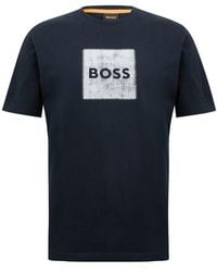 BOSS - Short Sleeve T-Shirt With Contemporary Stitched Logo - Lyst