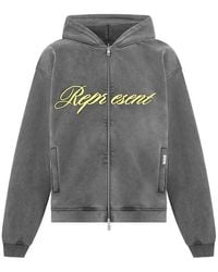 Represent - Rep Script Logo Zipped Hoodie, Soft Cotton - Lyst