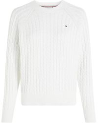 Tommy Hilfiger - Cable Knit Crew Neck Sweater - Lyst
