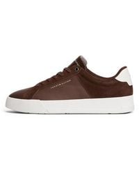 Tommy Hilfiger - Mixed Texture Leather Court Trainers - Lyst
