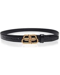 Balenciaga - Bb Thin Croc Belt - Lyst