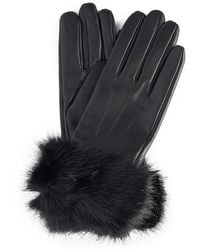 Barbour - Fur Trim Leather Gloves - Lyst