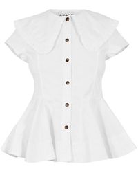 Ganni - Peter Pan Short Sleeve Blouse - Lyst