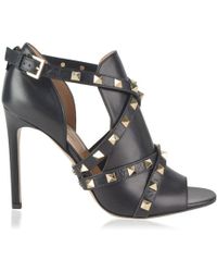 Valentino Rockstud Open Toe Heels - Black