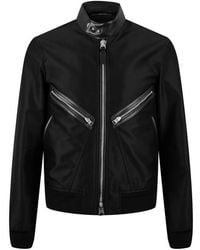 Tom Ford - Leather-trimmed Wool And Silk-blend Bomber Jacket - Lyst