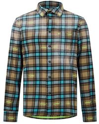 Off-White c/o Virgil Abloh - Helvet Check Pattern Relaxed Fit Overshirt - Lyst
