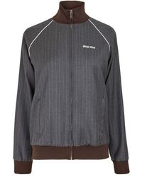 Miu Miu - Pinstriped Zipper Blouson Jacket - Lyst
