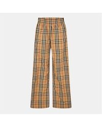 Burberry - Check High Waisted Wide Leg Trousers - Lyst