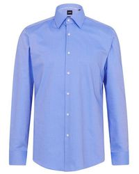 BOSS - Hank Kent Cotton Long Sleeve Slim Fit Shirt - Lyst