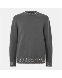 Fendi - Knitted Textural Crew Neck Jumper - Lyst
