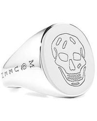 McQueen - Alex Skull Metal Signet Ring - Lyst