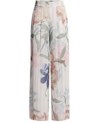 Ted Baker - Floral Pleated Chiffon Wide Leg Trousers - Lyst