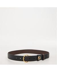 Fendi - Logo Reverse Reversible Leather Belt - Lyst