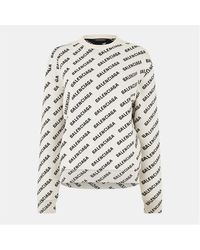 Balenciaga - All Over Logo Crewneck Jumper - Lyst