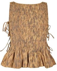 Ganni - Patterned Short Sleeve Shirt - Lyst