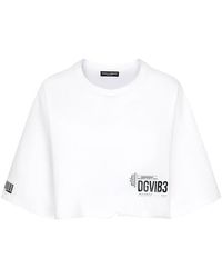 Dolce & Gabbana - Dg Vib3 Cropped Short-sleeved Cotton Jersey T-shirt - Lyst
