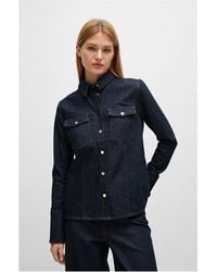 BOSS - Stretch-Cotton Denim Shirt - Lyst