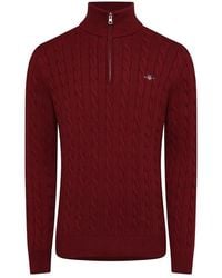 GANT - Cotton Cable Half Zip Fleece - Lyst