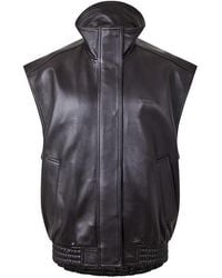 Balenciaga - Bal Leather Gillet Ld64 - Lyst