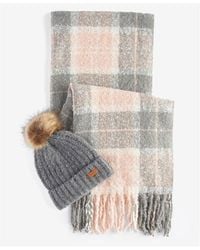 Barbour - Saltburn Beanie & Tartan Scarf Gift Set - Lyst