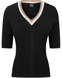 BOSS - Ficini Knitted Top, Timeless Ribbed Design - Lyst