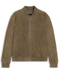 BOSS - Suede Long Sleeve Leather Jacket - Lyst