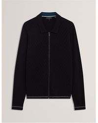 Ted Baker - Long Sleeve Stitch Zip Through Knitted Top - Lyst