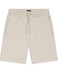 BOSS - Fleece Jogger Shorts With Logo Detail - Lyst