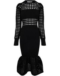 Alexander McQueen - Knitted Mesh Midi Dress - Lyst