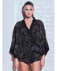 Fleur du Mal Rose Beaded Kimono - Black